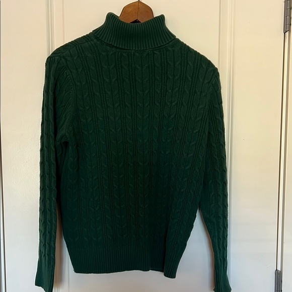 St John Bay Green Turtleneck Cable Knit Sweater Large - Picture 4 of 6